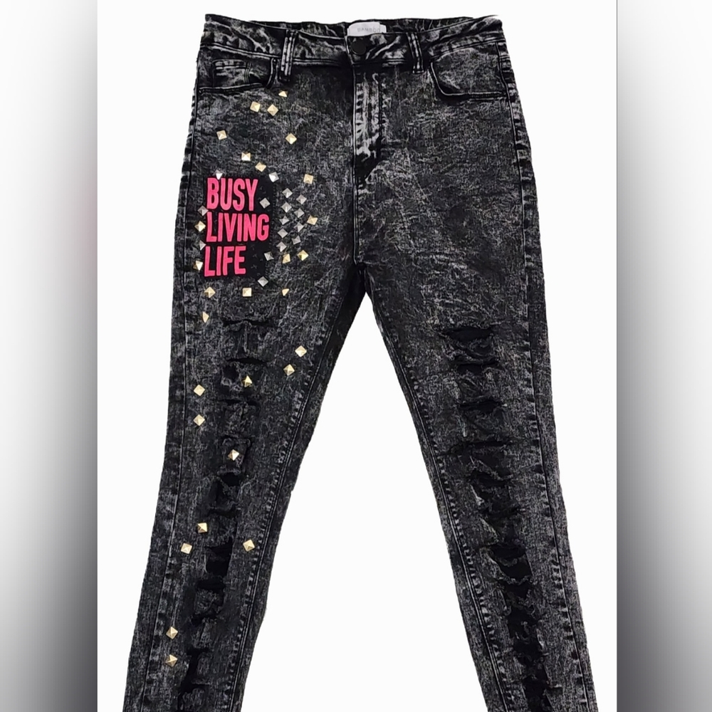 Distressed Punk Jeans - Picture 2 of 6